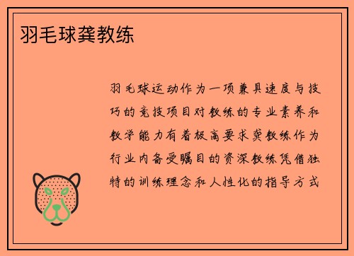 羽毛球龚教练